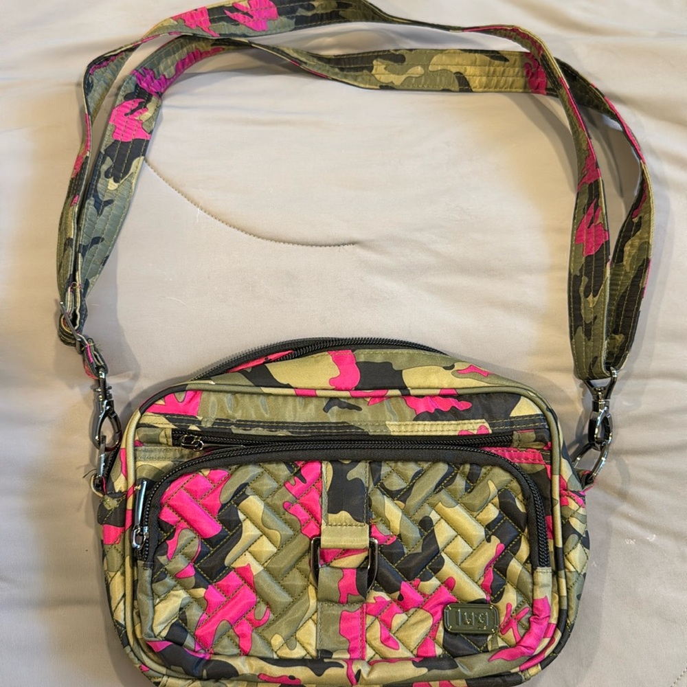 Lug Camo Crossbody Bag - Pink and Green